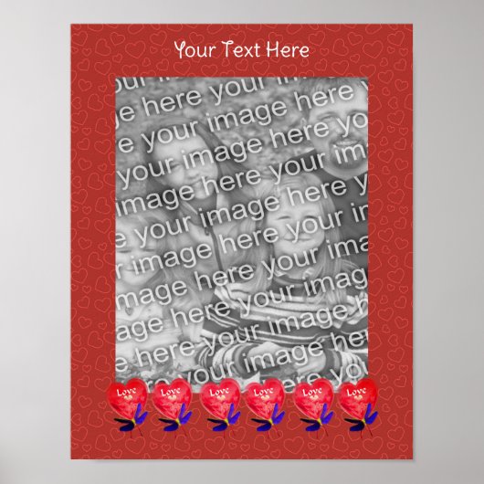 ハート型バルーン愛あなたの写真を追加 ポスター (正面)