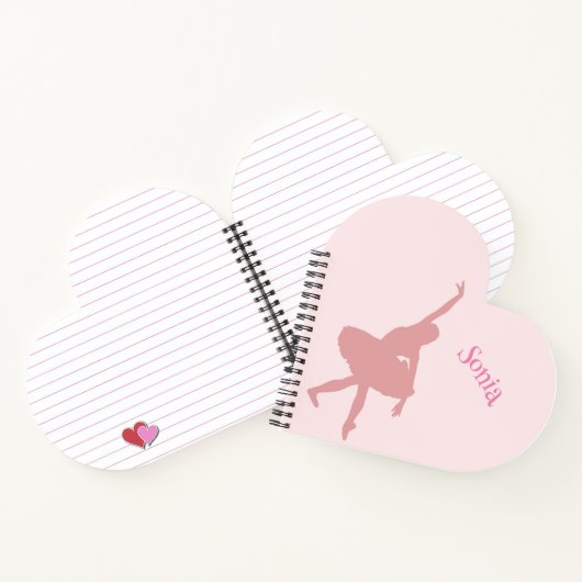 ハート型バレリーナピンクガールズスクール ノートブック (内部)