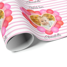 ハート型バレンタインの写真フレーム ラッピングペーパー