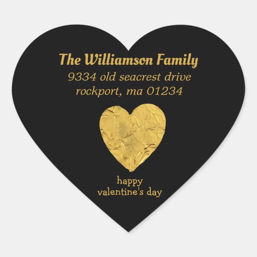 ハート型バレンタイン差出人住所ラベル ハートシール (正面)