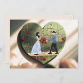 ハート型パズル結婚式招待状 招待状 (正面/裏面)