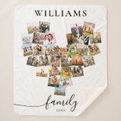 ハート型パーソナライズされたファミリーフォトコラージュ シェルパブランケット (正面)