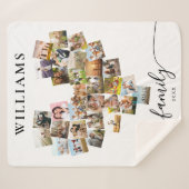 ハート型パーソナライズされたファミリーフォトコラージュ シェルパブランケット (正面(横))