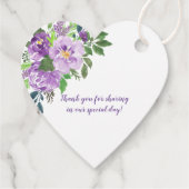 ハート型パープルラベンダーフローラ結婚ズ | フェイバータグ (裏面)