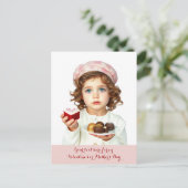 ハート型ビロードのケーキチョコのかわいい子 ポストカード (スタンド正面)