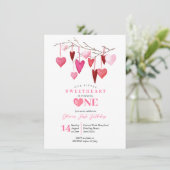 ハート型ピンクバルーン バレンタイン 誕生日 招待状 (スタンド正面)