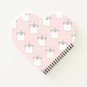 ハート型ピンク猫模様学校スパイラル ノートブック (裏面)