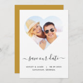 ハート型フォトウェディング日付カードを保存 セーブザデート (正面/裏面)