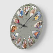 ハート型フォトグリーンラウンド ラージ壁時計 (傾斜)