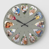 ハート型フォトグリーンラウンド ラージ壁時計 (正面)