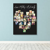 ハート型フォトコラージモザイクグリッド写真 キャンバスプリント (インサイチュ (ウッドフロア))