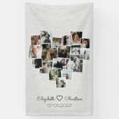 ハート型フォトコラージュのロマン結婚ティックのバナー 横断幕 (縦)