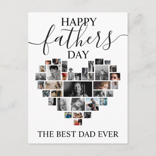 ハート型フォトコラージュの父の日カード ポストカード (正面)