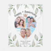 ハート型フォトコラージュめでたい記念日 フリースブランケット (正面)