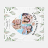 ハート型フォトコラージュめでたい記念日 フリースブランケット (正面(横))