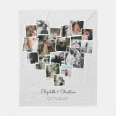 ハート型フォトコラージュロマンチック結婚ズ フリースブランケット (正面)