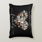 ハート型フォトコラージュ家族のスクリプト アクセントクッション (正面(垂直))