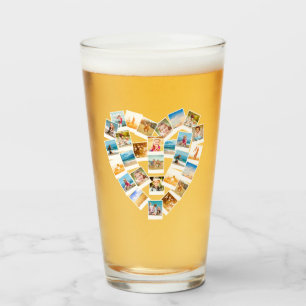 ハート型フォトコラージュ家族の写真 タンブラーグラス