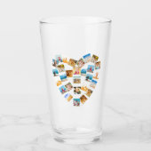 ハート型フォトコラージュ家族の写真 タンブラーグラス (正面)