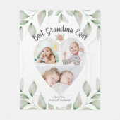 ハート型フォトコラージュ最高のおばあちゃん今まで フリースブランケット (正面)