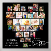 ハート型フォトコラージュ記念葬式ポスター ポスター (正面)