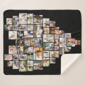 ハート型フォトコラージュ51写真テンプレート シェルパブランケット (正面(横))