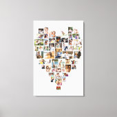 ハート型フォトコラージュ51写真白 キャンバスプリント (正面)