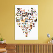 ハート型フォトコラージュ51写真白 キャンバスプリント (インサイチュ (リビング))