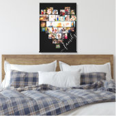 ハート型フォトコラージュ ファミリースクリプト キャンバスプリント (インサイチュ (寝室))