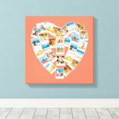 ハート型フォトコラージュ 家族の写真 キャンバスプリント (インサイチュ (ウッドフロア))