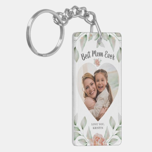 ハート型フォトスクリプト最高のママー・エバー キーホルダー (正面左)