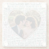 ハート型フォトバレンタインの真の愛の結婚有無 ガラスコースター (裏面)