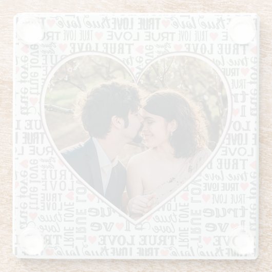 ハート型フォトバレンタインの真の愛の結婚有無 ガラスコースター (裏面)
