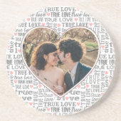 ハート型フォトバレンタインの真の愛の結婚有無 コースター (正面)
