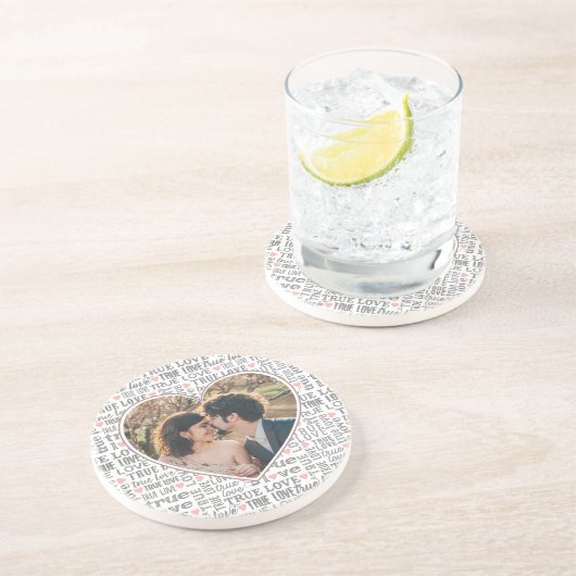 ハート型フォトバレンタインの真の愛の結婚有無 コースター (側面)