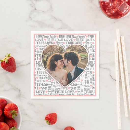 ハート型フォトバレンタインの真の愛の結婚有無 スタンダードカクテルナプキン (インサイチュ)