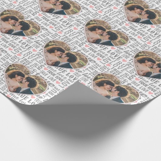 ハート型フォトバレンタインの真の愛の結婚有無 ラッピングペーパー (角)