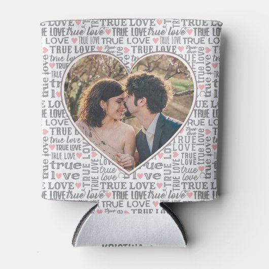 ハート型フォトバレンタインの真の愛の結婚有無 缶クーラー (正面)