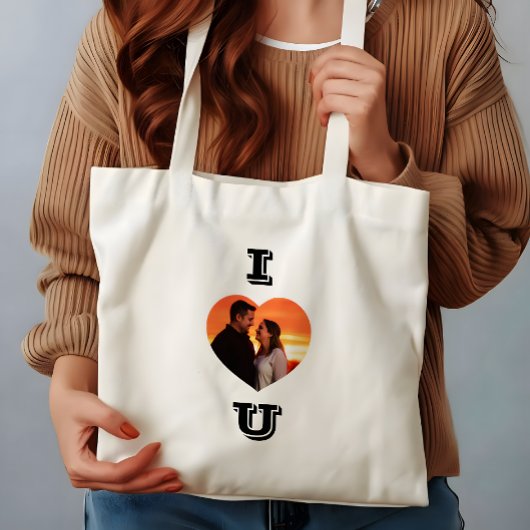 ハート型フォトバレンタインデーの贈り物 トートバッグ