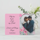 ハート型フォトバレンティンフラットホリデーカード シーズンカード (スタンド正面)