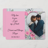 ハート型フォトバレンティンフラットホリデーカード シーズンカード (正面/裏面)