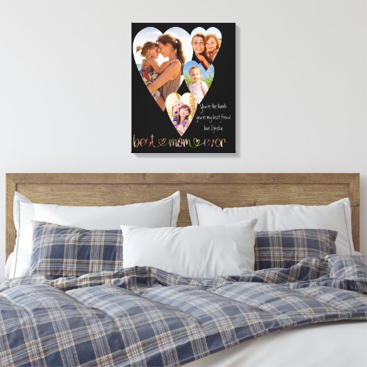 ハート型フォトマ最高のママエバータイポグラフィアートCa キャンバスプリント (インサイチュ (寝室))