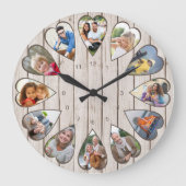 ハート型フォトライトウッドラージクロック ラージ壁時計 (正面)