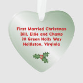 ハート型フォト初めてのクリスマスホリー葉ズ オーナメント (裏面)