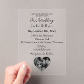 ハート型フォト半透明結婚ズ アクリル招待状 (インサイチュ (ポータブル))