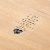 ハート型フォト半透明結婚ズ アクリル招待状 (レイダウン)