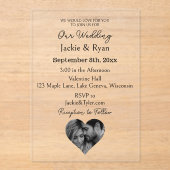 ハート型フォト半透明結婚ズ アクリル招待状 (正面)