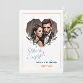 ハート型フォト婚約発表 案内状 (スタンド正面)