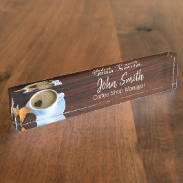 ハート型フォームコーヒーカップクッキーコーヒーショップ デスクネームプレート