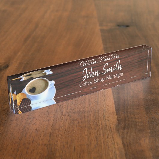 ハート型フォームコーヒーカップクッキーコーヒーショップ デスクネームプレート (側面)